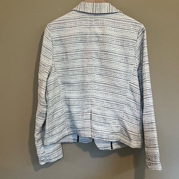 Cabi Womens White Black Static Striped Long Sleeve Suit Jacket Blazer - Picture 4 of 10